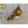 Image 1 : Mid-Century Modern Amber Glass Hanging Swag Lamp