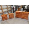 Image 1 : Pine Dresser (33" x 61" x 17") with Two Nightstands (24" x 16" x 24")