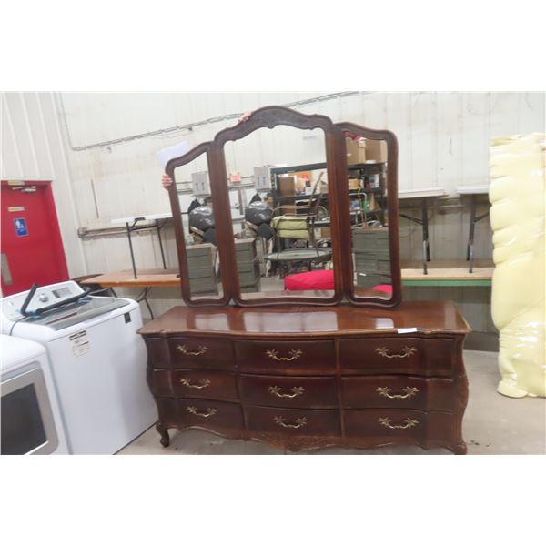 Dresser (33" x 75" x 21") with Tri-Fold Mirror (49" x 58")