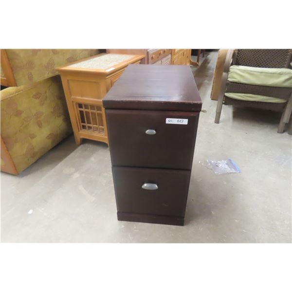 Wood 2 Door Filing Cabinet w/Key, 30  x 27  x 16 