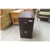 Image 1 : Wood 2 Door Filing Cabinet w/Key, 30" x 27" x 16"