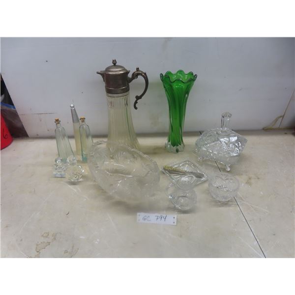 Crystal and Cut Glass Vase, Covered Candy Dish, and More