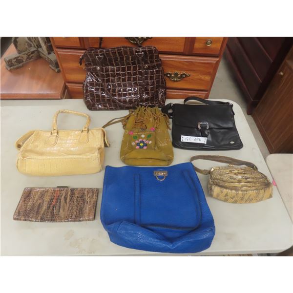 Collection of Purses and Vintage Suitcase