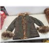 Image 2 : Fur-Trimmed Jacket and Fur Tash, Size Small, Some Damage