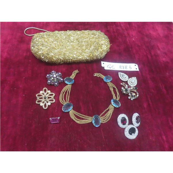 Vintage Jewelry and Hand Beaded Evening Purse