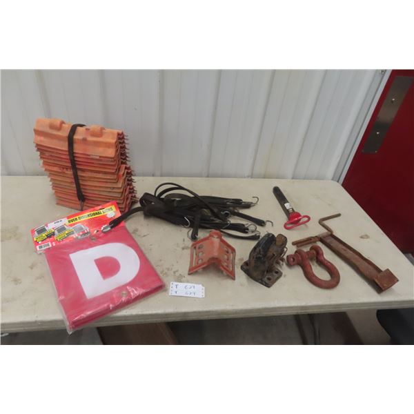 New Wide Load Transport Sign; Corner Guard; Bungee Straps; Pinch Hitch; Clevis; Draw Pin; Strap