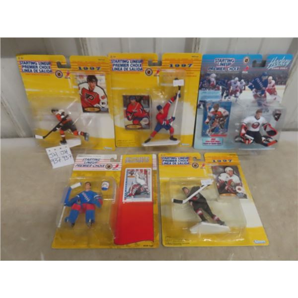 Five Starting Lineup Hockey Figures Including Daniel Alfredsson, Mike Richter, Eric Lindros, and