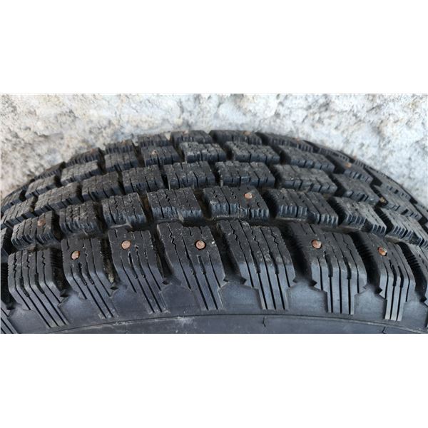 Two 195-75R14 Cooper Studded Winter Tires With Rims (Used One Winter; 12 mm Tread)