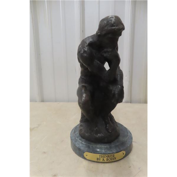 Bronze and Cast-Metal Sculpture 'The Thinker', 10" Tall
