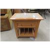Image 1 : End Table With Register Insert, 28" x 18" x 28", With Marble Slab Top