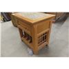 Image 4 : End Table With Register Insert, 28" x 18" x 28", With Marble Slab Top