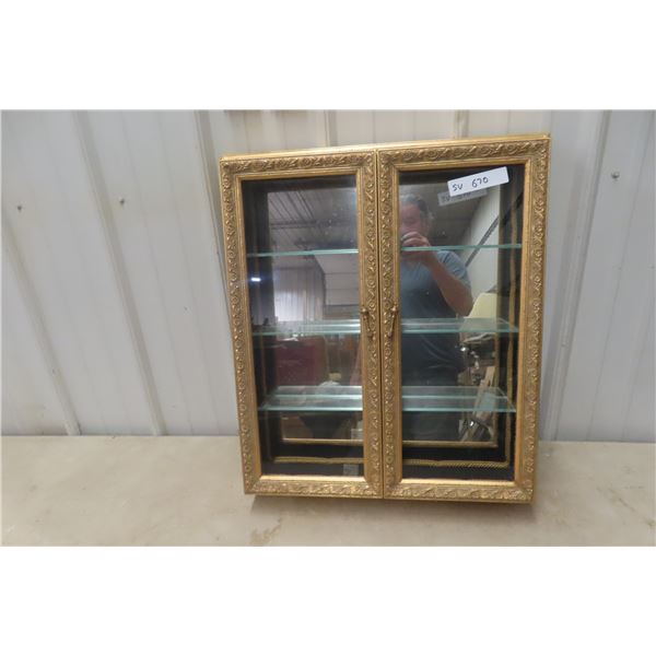 Walnut Display Case, 2 Door, Fancy Style, 28" x 25"