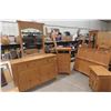 Image 1 : Four-Piece Solid Wood Bedroom Set: Dresser (47" x 27" x 19"), Dresser (40" x 68" x 19"), Bed (64"