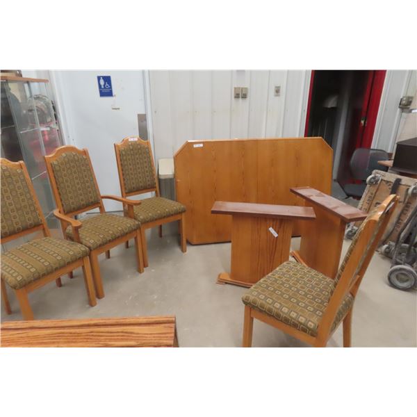 Oak Table With Two Leaves and Eight Chairs