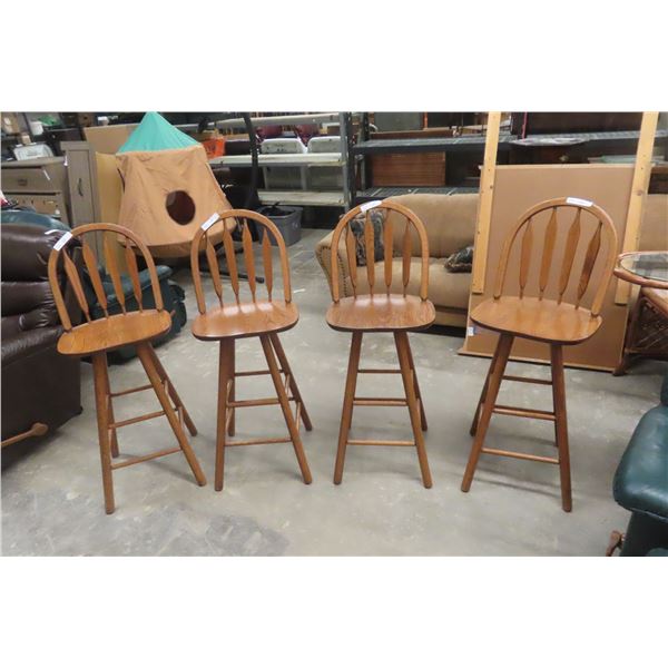 Three Oak Swivel Bar Stools