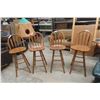 Image 1 : Three Oak Swivel Bar Stools