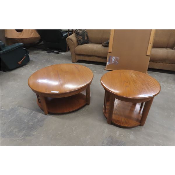 Oak End Table (20" x 28") and Coffee Table (16" Height, 37" Width)