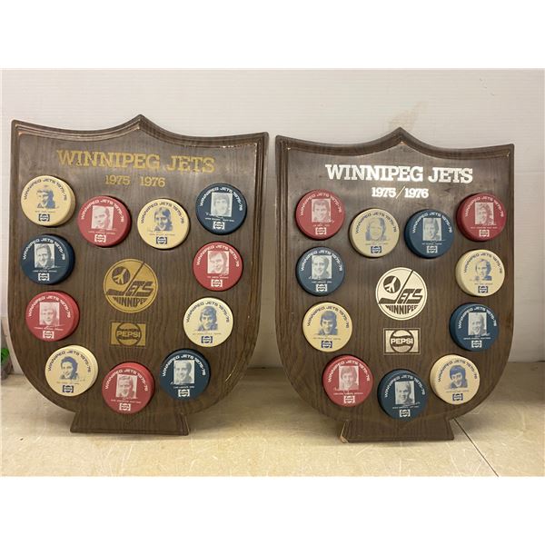 1975/76 Winnipeg Jets Pepsi Player Puck Plaques – Pair of Vintage Team Displays