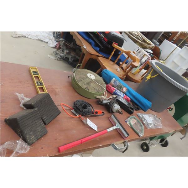 Trailer Tire Wedge, Heat Trace Cord, 3/8" Electric Drill, Chrome Drawer Pulls and More