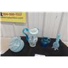 Image 1 : Four Vintage Turquoise Glassware Pieces