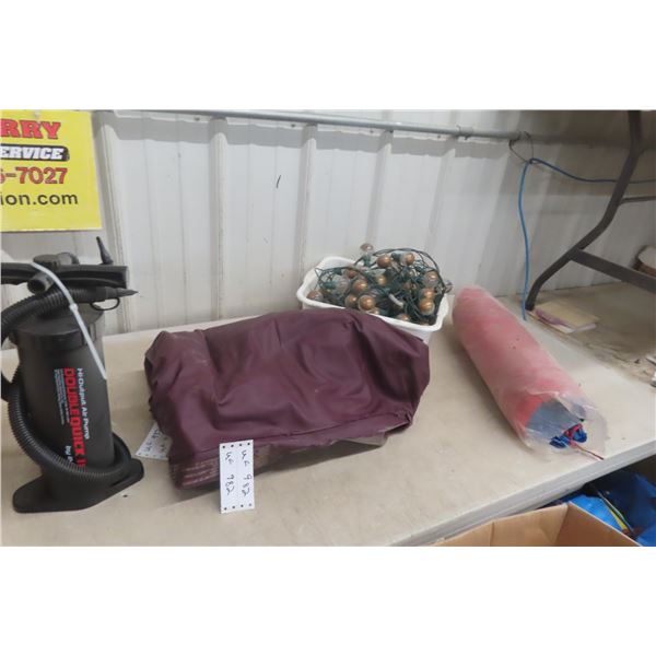 Air Mattress w/ Pump, Tent, Exercise Wedge, and Patio Lights