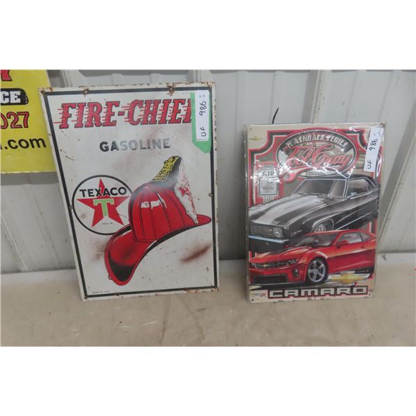 Modern Tobacco Metal Sign (12" x 7") and Camero Sign (11" x 15")