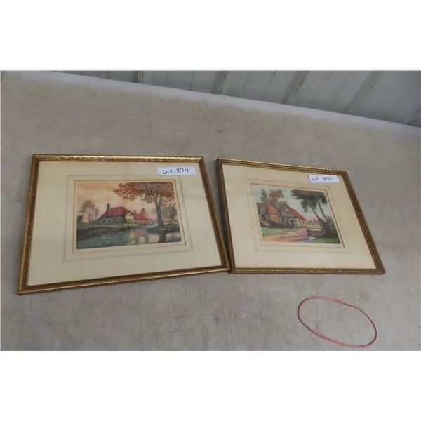 Painted Watercolor Sign (12" x 14 1/2") Signed Leroy