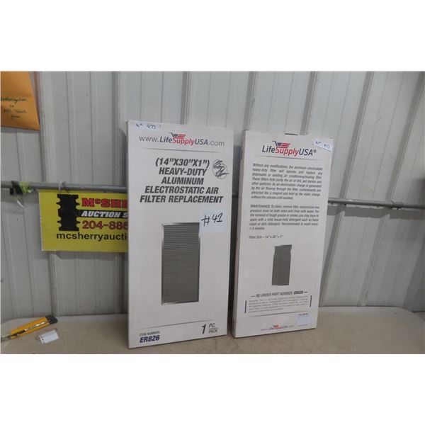 Two Aluminum Electrostatic Air Filters (14" x 30" x 1")