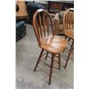 Image 2 : Three Oak Swivel Bar Stools