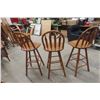 Image 6 : Three Oak Swivel Bar Stools