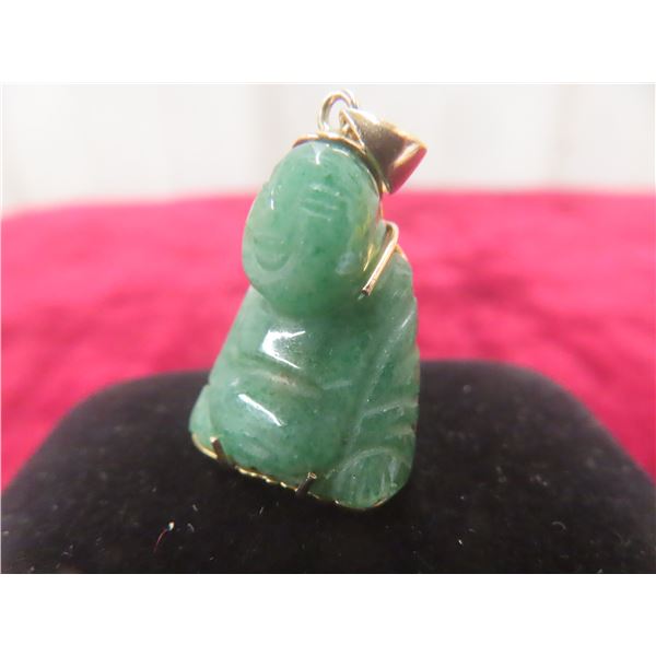 10k Gold and Jade Buddha Pendant, 6.2 g