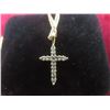 Image 2 : 10k Gold and Diamond Necklace with Cross Pendant, 19 1/2" Length, 4.2 g