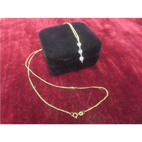 18k Gold and Diamond Necklace, 19 1/2" Length, 2.2 g