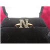 Image 1 : 10k Gold and Diamond “N” Initial Ring, Size 7 1/2, 1.3 g