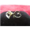 Image 2 : 14k Gold and Diamond Heart Earrings, 0.8 g