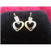 Image 4 : 14k Gold and Diamond Heart Earrings, 0.8 g