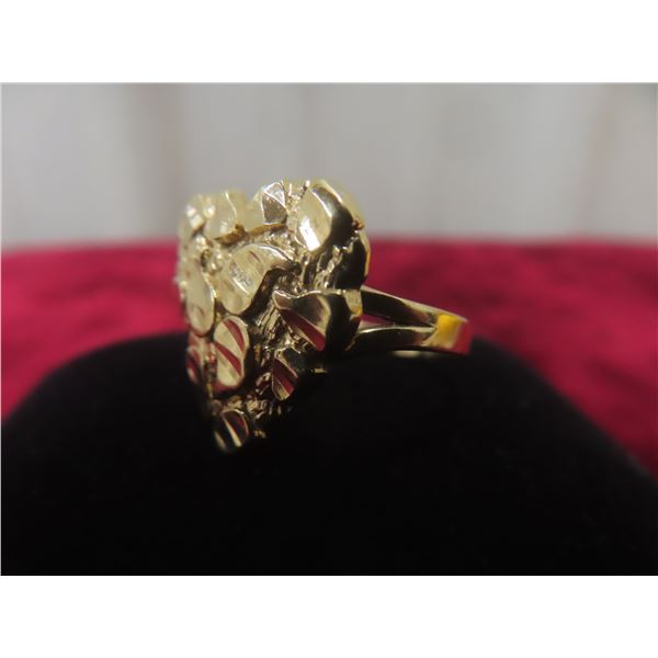 10k Gold Nugget-Style Heart Ring, Size 6 1/2, 2.2 g
