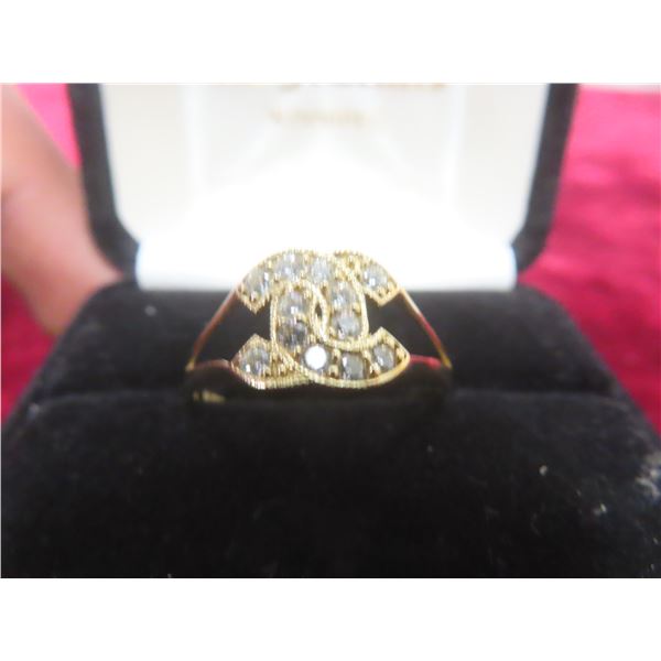 10k Gold and CZ Chanel-Style Ring, Size 12, 2.4 g