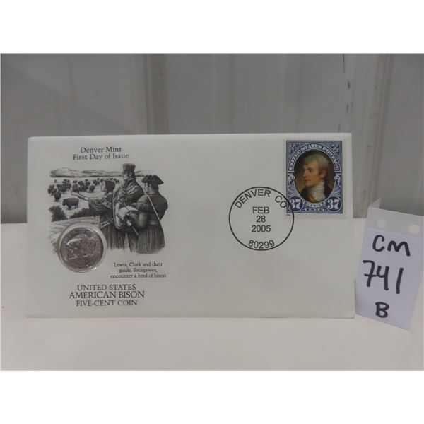 Denver Mint First Day of Issue Stamp & Coin