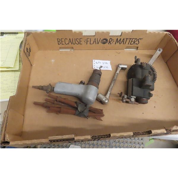 Air Chisel Gun Set With Six Chisels, USA Hand-Crank Metal Lathe (Patent 02.357.765) and Flex