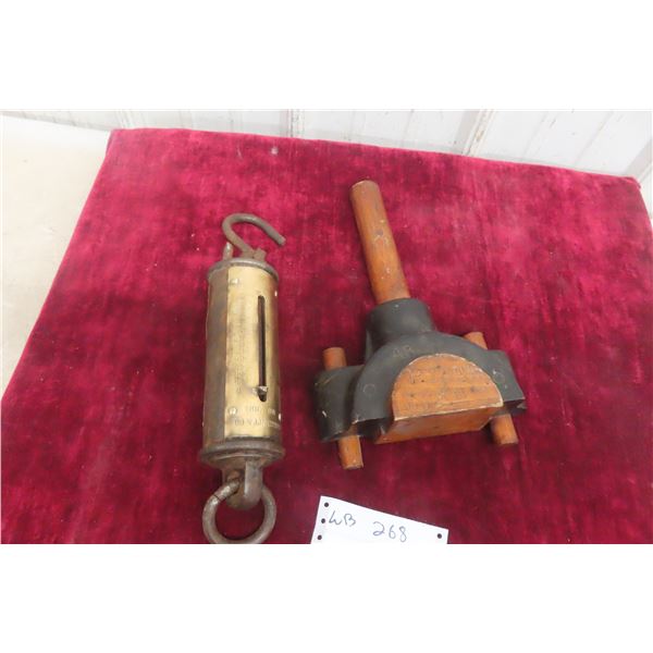 Antique Sargent & Co. No. 300 Hanging Weigh Scale (0–300 lbs) and Foundry Wood Casting Mold