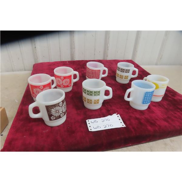 Eight Vintage Fire-King and Rexall Anchor Hocking Oven-Proof Mugs