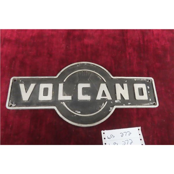 Vintage Aluminum ‘Volcano’ Industrial Sign, 17" x 12"