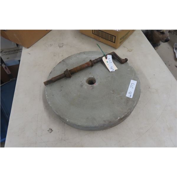 Large Antique Mill Grinding Wheel With Axle