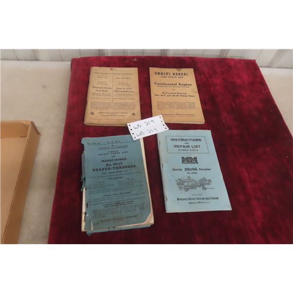Four Vintage Manuals: McCormick-Deering, Massey Harris and Minneapolis-Moline