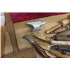 Image 4 : Fifteen Vintage Leatherworking Tools Including Anvil, Hammer, Needles, Awls and Stitcher