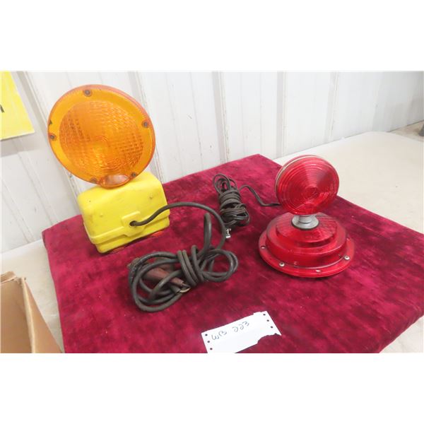 Two Vintage Warning Beacon Lights With Magnetic Bases (Dominion Auto and Paralta USA)