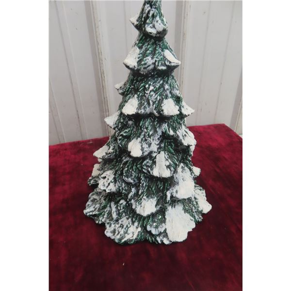 Vintage 15" x 10" Ceramic Snowy Tabletop Christmas Tree Decoration