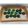 Image 1 : Fifteen Vintage Beehive Green Plastic Auto Marker Light Lenses, 2 1/2" Wide