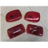 Image 2 : Eight Vintage Red and Green Glass Auto Marker Light Lenses Including Two Lights and One Doray Light